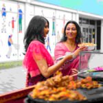 Side view women food